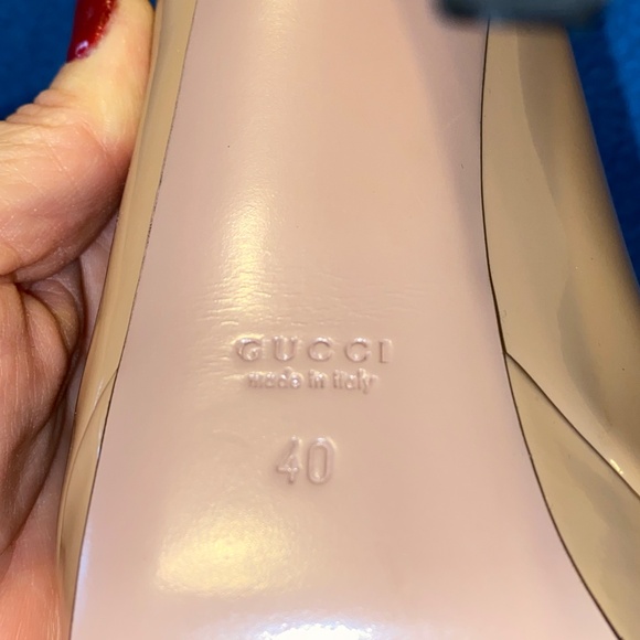 Gucci Beige Patent Leather Peep Toe Platform Slingback Pumps Size 40 US size 10 - Picture 12 of 16